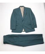 Vtg 90s Streetwear Mens 46R 2 Piece Wool Suit Wide Leg Wedding Green Pan... - $168.25