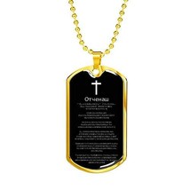 Express Your Love Gifts Lord&#39;s Prayer Russian Dog Tag Stainless Steel or 18k Gol - £42.77 GBP