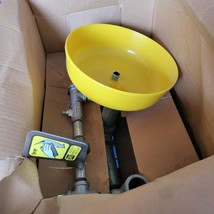 ENCON 01-0502-09 SAFETY FACE YELLOW WASH BOWL + PIPING  + VALVE ASSY NEW... - $193.93