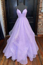 Princess Lavender Tiered Long Prom Dress,Dresses for Party Events Birthday - £126.00 GBP