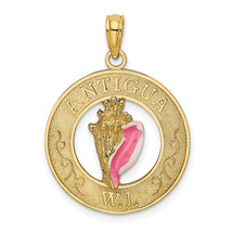 14K ANTIGUA, WI Circle w/ Enamel Conch Shell Charm K6646 - £237.94 GBP