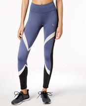 PUMA Womens Clash Blocking Tights Blue Indigo/Puma White, Size Large - $24.12