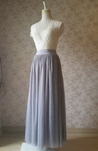LIGHT GREY Maxi Tulle Skirt Bridesmaid High Waisted Plus Size Maxi Skirt image 2