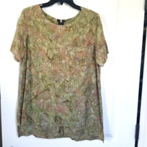 Go Fish Clothing Co Batik Artisan Top M Womens Green Artsy Back Exposed ... - £12.26 GBP