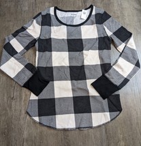 Old Navy NWT Women&#39;s M Black White Plaid Long Sleeve Sleep Shirt BG - £8.54 GBP