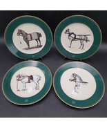Set of 4 Lauren RL Ralph Lauren Porcelain Equestrian Horse Plates I-IV Green Rim - $158.39