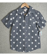 Cat &amp; Jack Short Sleeve Button Up Shirt Boys XL Blue White Star Print - $6.06