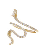 ADORNIA 14K Gold Plated Winding Snake Cocktail Ring Swarovski Crystals 7 - £54.48 GBP