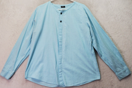 Coofandy Shirt Men Large Blue Cotton Long Casual Sleeve Regular Fit Butt... - £18.05 GBP