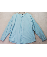 Coofandy Shirt Men Large Blue Cotton Long Casual Sleeve Regular Fit Butt... - £18.16 GBP
