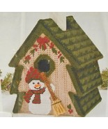 MARY MAXIM Plastic Canvas Kit PINE TREES &amp; SNOWMAN Christmas 7 x 7&quot; Seal... - £31.34 GBP