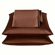 2 Standard / Queen size SATIN Pillow Cases / Covers COPPER BROWN Color-Brand New - £23.94 GBP