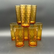 Anchor Hocking Amber Honeycomb 18 oz Tumblers Set of 8, Beer Glass, Iced... - $57.09