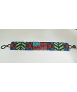Vintage Woven Multi-color Seed Bead Bracelet USA Flag 8&quot; - £27.40 GBP