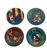 Sakura Holiday Cheer Warren Kimble 4 Stoneware Salad Dessert Plates New - $51.61 CAD