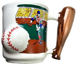 Vintage Base Ball Coffee Mug Ceramic With A Bat Handel And A 3 D Ball On... - £15.88 GBP