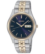 NEW Seiko SGGA54 Men&#39;s Dress Two-Tone Blue Dial Watch MSRP $195 - £85.73 GBP