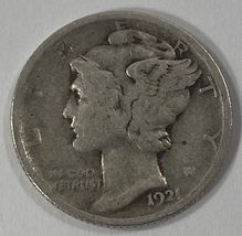 1921 10C Mercury Dime in Very Good Condition, Full Rims &amp; 4-Digit Date - $131.16