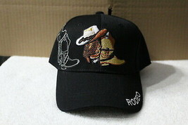 Rodeo Cowboy Hat Boots Rope Shadow Baseball Cap ( Black ) - £9.80 GBP