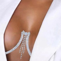 Sexy Tassel Chest Chain Harness Jewelery For Women Rhinestone Necklace Rave Body - £23.68 GBP