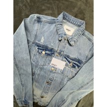 Vervet Los Angeles Denim Jacket Womens XS Bleach Wash Distressed Raw Hem - $42.99