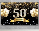 50Th Wedding Anniversary Decorations, Black Gold 50Th Anniversary Banner... - $27.99