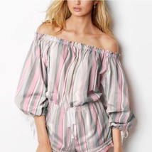 Victoria&#39;s Secret Stripe Off The Shoulder Romper Large - $778.32 MXN