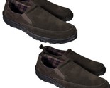 2x George Men&#39;s Turin Indoor Outdoor Suede Olive Flannel 7-8 Slippers Shoes - $14.99
