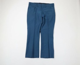 Vintage 70s Rockabilly Mens 36x30 Striped Knit Wide Leg Bell Bottom Pants Blue - £86.99 GBP