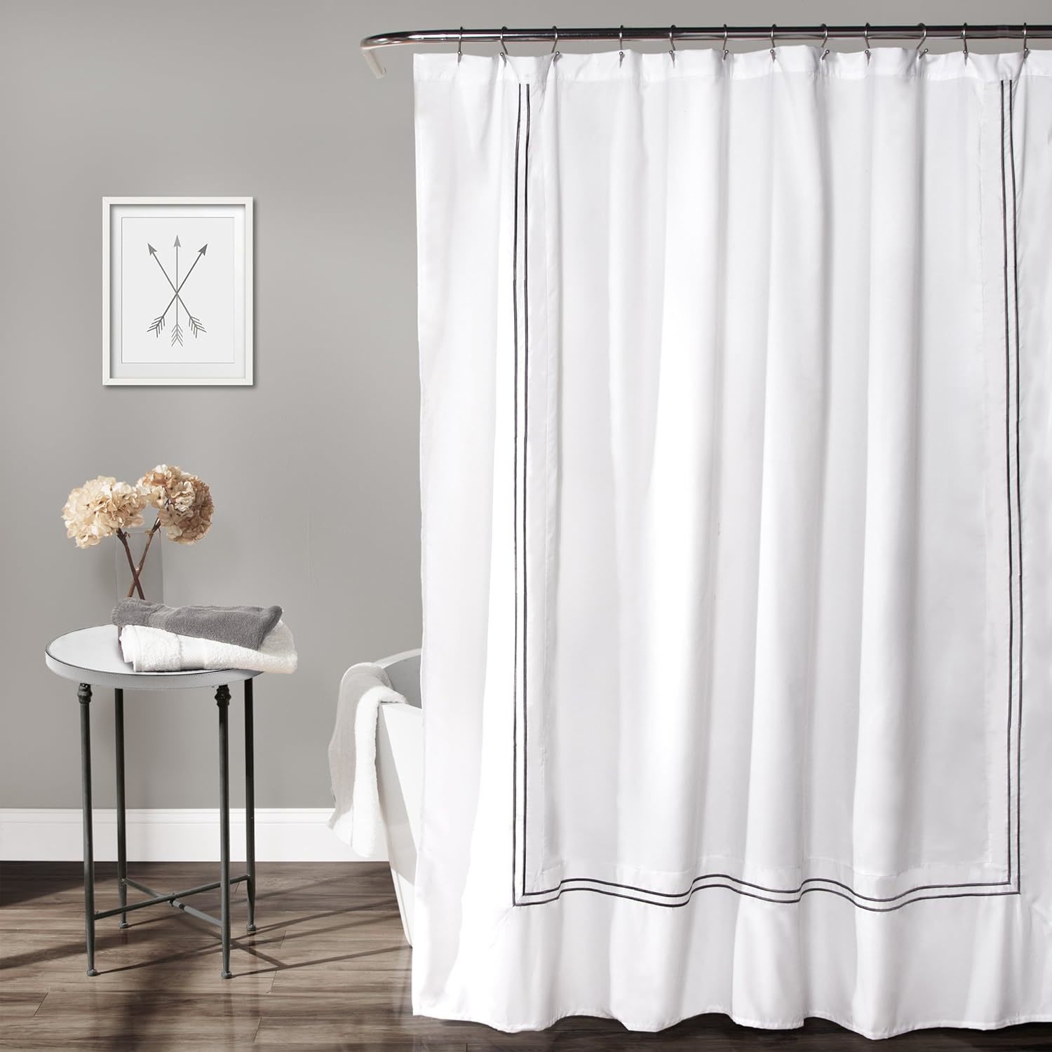 Lush Decor Hotel Collection Shower Curtain Fabric Minimalist Plain Style Bathroo - $39.99