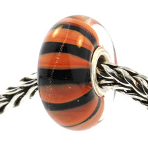 Authentic Trollbeads Glass 61390 Coral Stripe RETIRED - $13.52