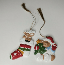 Gorham Porcelain Reindeer Teddy Bear Christmas Tree Stocking Ornament Lo... - £5.49 GBP