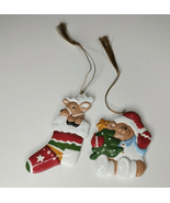 Gorham Porcelain Reindeer Teddy Bear Christmas Tree Stocking Ornament Lo... - £5.50 GBP