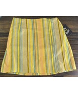 Art Class Girls Notch-Front Cotton Skirt Yellow/Pink/Blue Striped Sz S  ... - $146.41 MXN