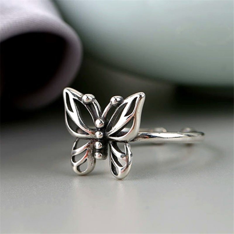 Primary image for Korean Style Hot Sale Animal 925 Sterling Silver Hollow Butterfly Ring Big Wide 