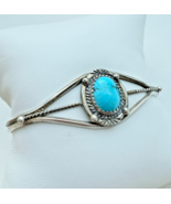 NAVAJO JJ VINTAGE 925 STERLING SILVER  11x9 mm.  TURQUOISE CUFF BRACELET - $2,147.74 MXN