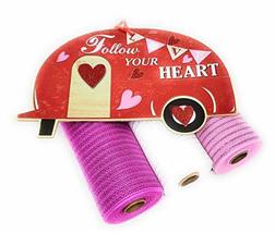 Valentine&#39;s Day Decorative 10&quot; Wide Deco Mesh Ribbon Rolls (Fuchsia, Pink, White - £23.85 GBP