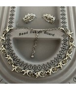 Vintage Sarah Coventry Choker &amp; Clip On Earrings Silvertone Taupe rhines... - €23,58 EUR