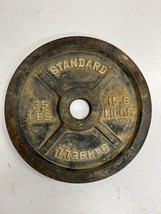 Vintage WEIGHT PLATE 35 Lb Iron Olympic 2&quot; Hole standard barbell black - £19.92 GBP