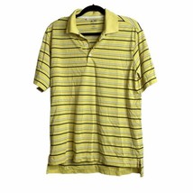 Adidas Climalite Men&#39;s Polo Golf Shirt S/S Yellow Black White Stripes Size Small - £12.11 GBP