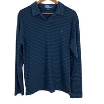 Polo Ralph Lauren Shirt Mens Large Navy Blue Striped Long Sleeve 100% Cotton - £19.57 GBP