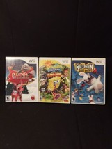 Lot of 3 Wii Games - Rayman Raving Rabbids / Rudolph / SpongeBob Globs of Doom - £15.20 GBP
