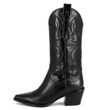 Women&#39;s Black Embroidered Western Mid-Calf Cowgirl Boots SZ 6-9.5 - £66.80 GBP