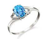 Galaxy Gold GG 14K Solid White Gold Natural Blue Topaz Oval Shape Ring f... - $716.75