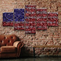 No Frame American Flag Bullets Gun Rights 5 Piece Canvas Wall Art Home Decor - £24.23 GBP+