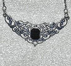 Silver necklace with octagon onyx stone - £28.73 GBP