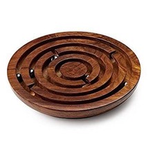 Handmade Round Labyrinth Maze Wooden Toys Brain Teaser Puzzle Game (6&quot; i... - $29.69