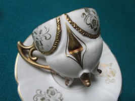 JAPANESE PORCELAIN BISQUE COFFEE CUP AND SAUCER GOLD DECOR [89B] - £34.99 GBP