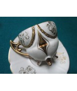 JAPANESE PORCELAIN BISQUE COFFEE CUP AND SAUCER GOLD DECOR [89B] - £35.19 GBP