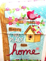 Fabric Panel Red Rooster &quot;No Place like Home&quot; w/Birds, Birdhouses, Flowers $7.50 - £5.92 GBP